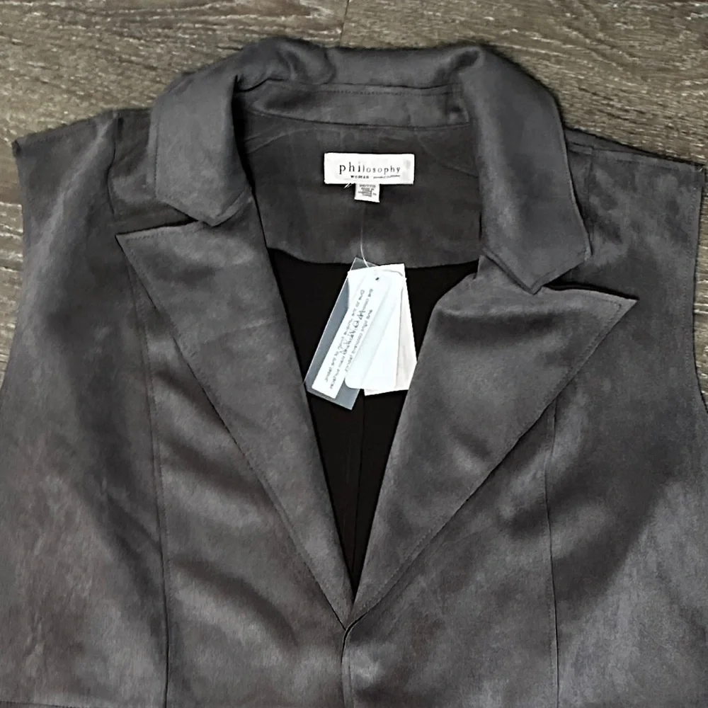Philosophy Plus Size Faux Suede Vest Size 2X color Ash Smoke